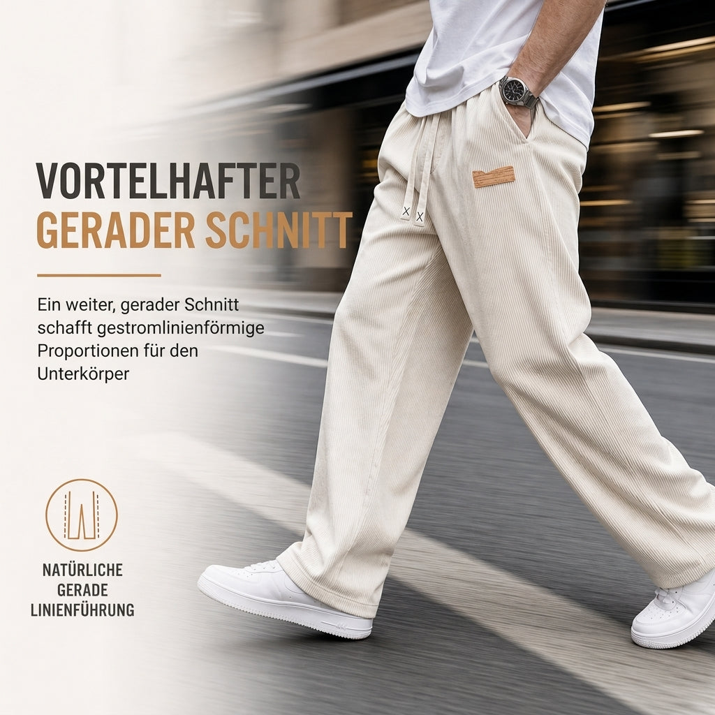 Herren leichte Cord Freizeithosen, locker sitzende gerade Beinhosen