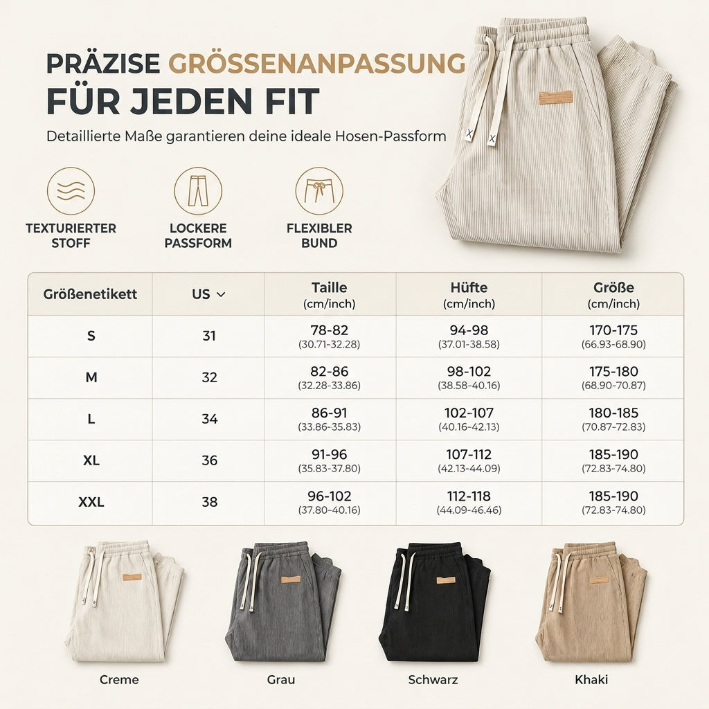 Herren leichte Cord Freizeithosen, locker sitzende gerade Beinhosen