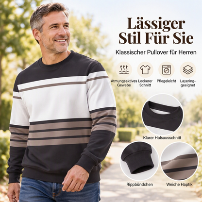 Lässiges Rundhals-Sweatshirt für Herren mit Streifenmuster