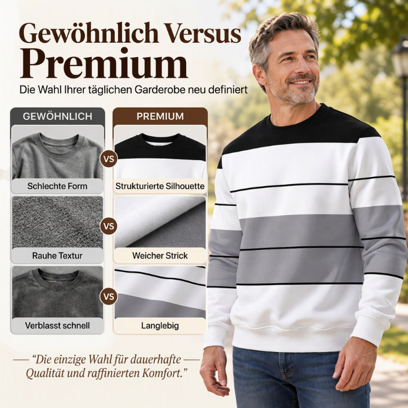 Lässiges Rundhals-Sweatshirt für Herren mit Streifenmuster