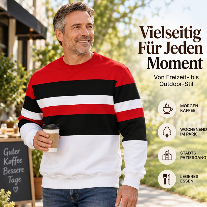 Lässiges Rundhals-Sweatshirt für Herren mit Streifenmuster