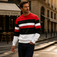 Lässiges Rundhals-Sweatshirt für Herren mit Streifenmuster