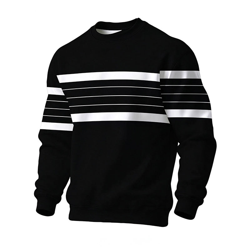 Lässiges Rundhals-Sweatshirt für Herren mit Streifenmuster