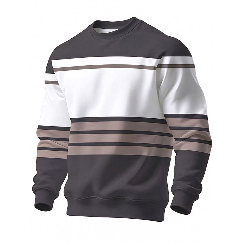 Lässiges Rundhals-Sweatshirt für Herren mit Streifenmuster