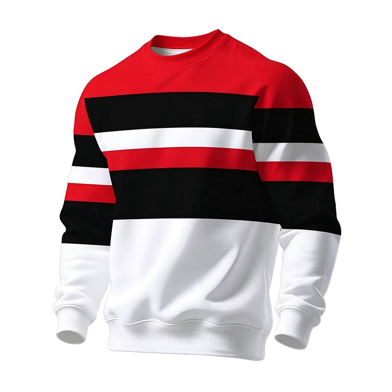 Lässiges Rundhals-Sweatshirt für Herren mit Streifenmuster