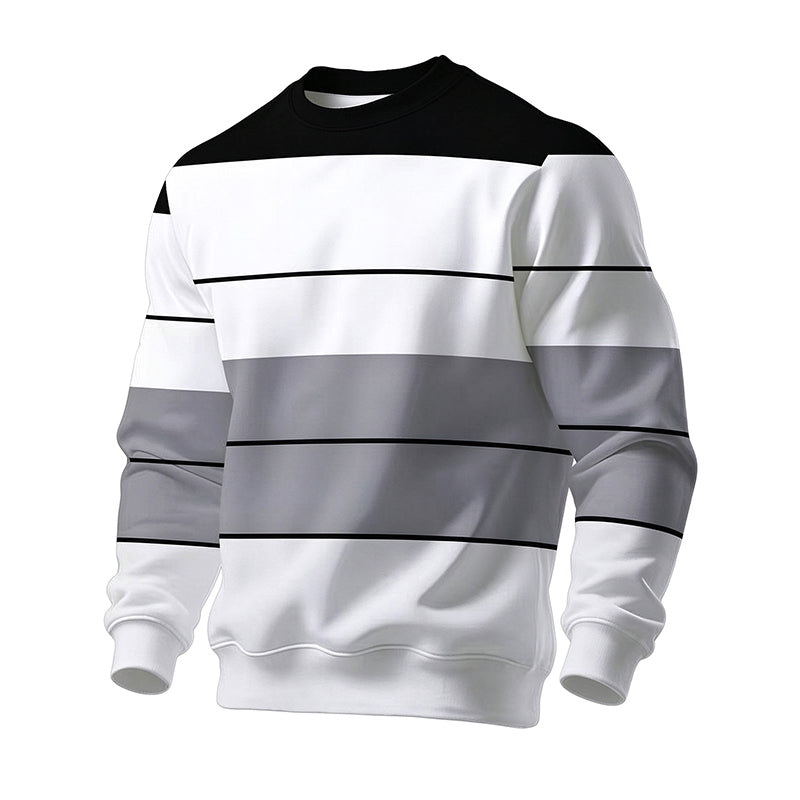 Lässiges Rundhals-Sweatshirt für Herren mit Streifenmuster