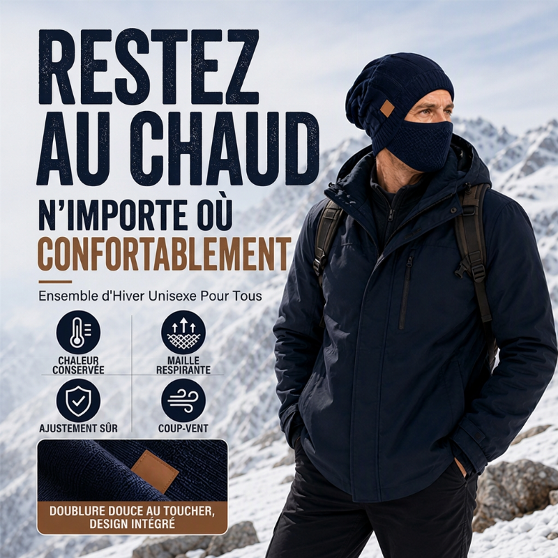 Thermische Wintermütze für Damen mit integrierter Gesichtsmaske