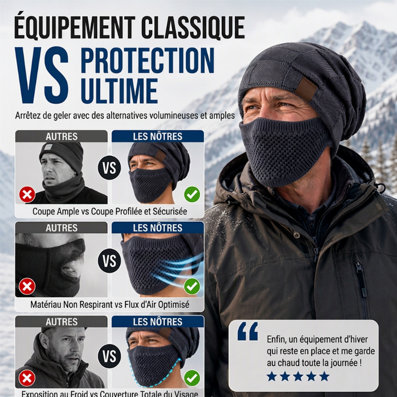 Thermische Wintermütze für Damen mit integrierter Gesichtsmaske