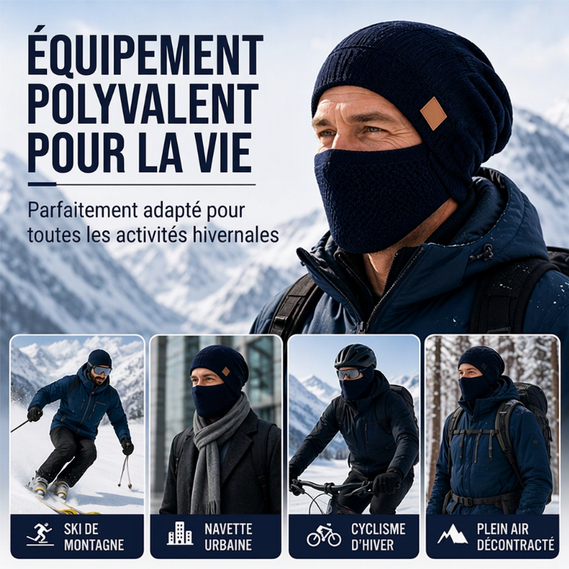Thermische Wintermütze für Damen mit integrierter Gesichtsmaske