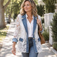 Damen Elegante Jacke mit Blumenspitze und Lochstickerei