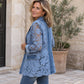 Damen Elegante Jacke mit Blumenspitze und Lochstickerei