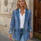 Damen Elegante Jacke mit Blumenspitze und Lochstickerei