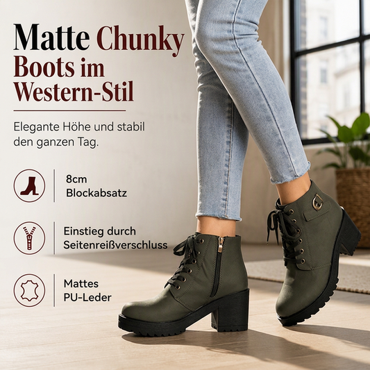 📢📢🎉✨Damen-Stiefeletten mit Blockabsatz und Plateausohle
