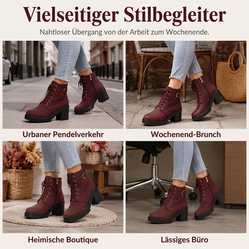 📢📢🎉✨Damen-Stiefeletten mit Blockabsatz und Plateausohle
