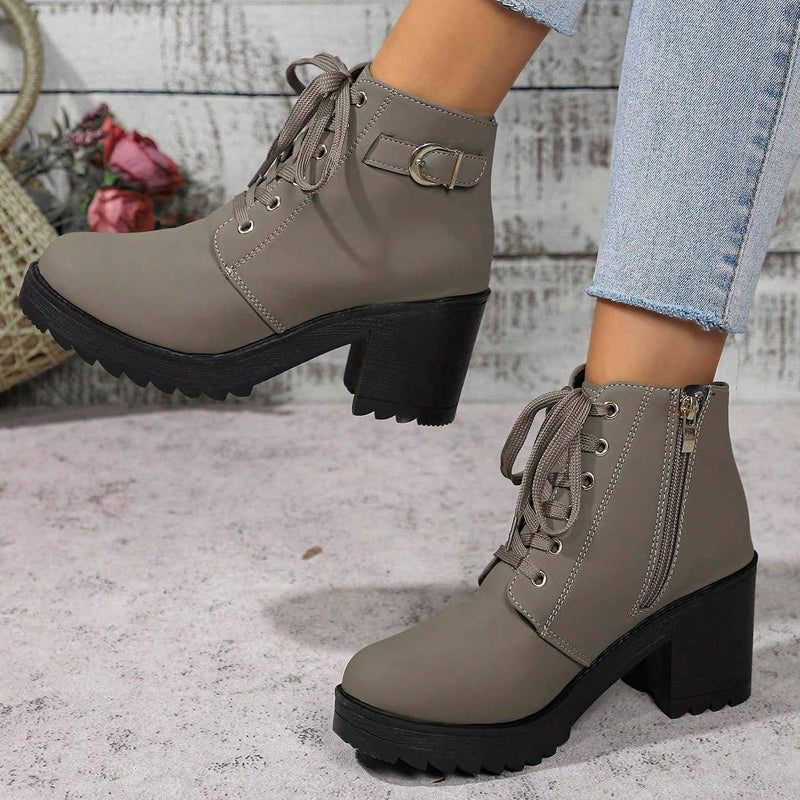 📢📢🎉✨Damen-Stiefeletten mit Blockabsatz und Plateausohle