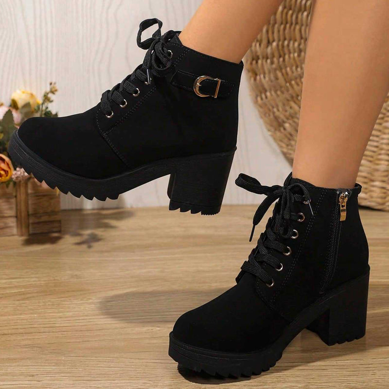 📢📢🎉✨Damen-Stiefeletten mit Blockabsatz und Plateausohle