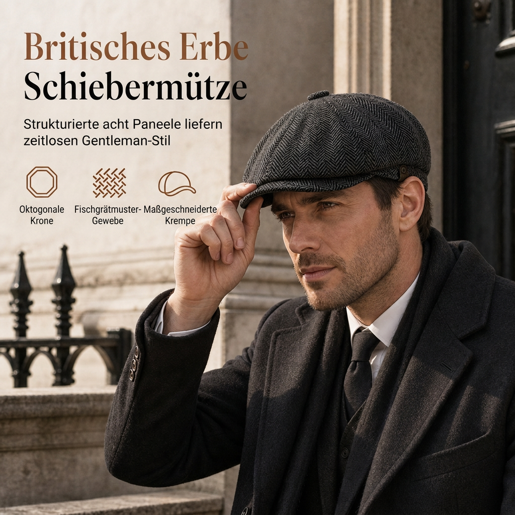 📢🎉🛍️✨Vintage British Stil Newsboy Kappe für Herren und Damen Klassisch Casual Flache Kappe Achteckige Baskenmütze