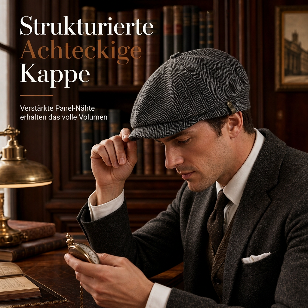 📢🎉🛍️✨Vintage British Stil Newsboy Kappe für Herren und Damen Klassisch Casual Flache Kappe Achteckige Baskenmütze