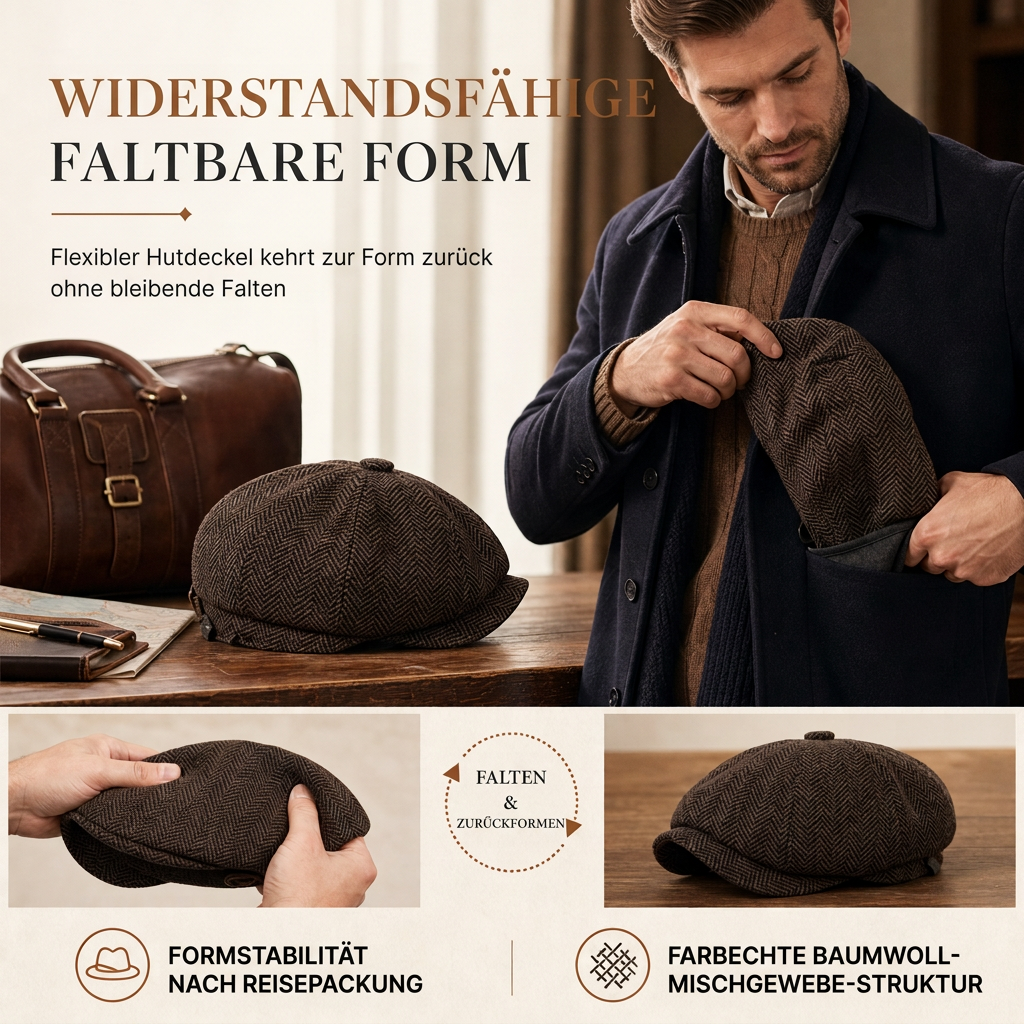 📢🎉🛍️✨Vintage British Stil Newsboy Kappe für Herren und Damen Klassisch Casual Flache Kappe Achteckige Baskenmütze