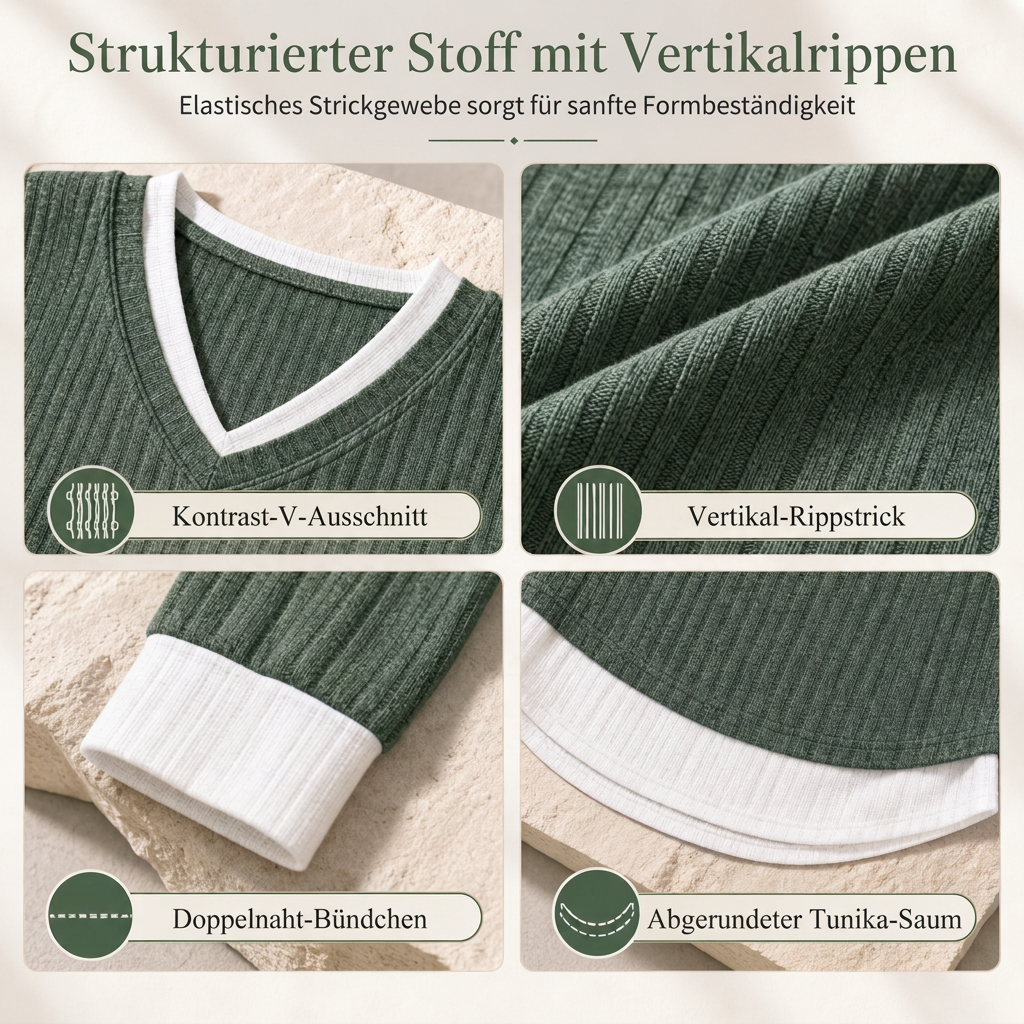 📢🎉🛍️✨Kunst-Zweiteiliger, geschichteter Strickpullover, lässiges Sweatshirt-Oberteil