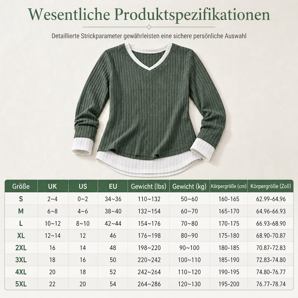 📢🎉🛍️✨Kunst-Zweiteiliger, geschichteter Strickpullover, lässiges Sweatshirt-Oberteil