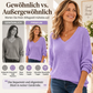✨ Damen lässiges V-Ausschnitt Waffelstrick Oberteil