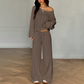 👖 Damen-Outfit bestehend aus schulterfreiem Oberteil und Hose