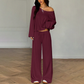👖 Damen-Outfit bestehend aus schulterfreiem Oberteil und Hose
