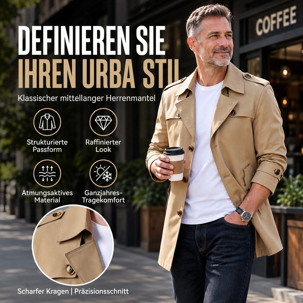 Herren Business-Trenchcoat in mittlerer Länge