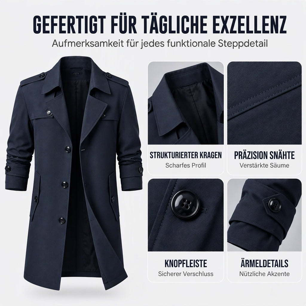 Herren Business-Trenchcoat in mittlerer Länge