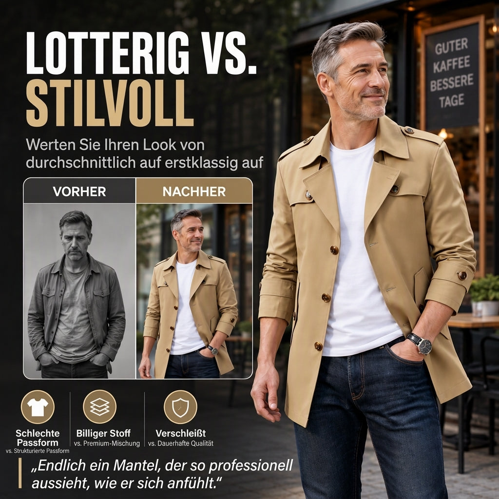 Herren Business-Trenchcoat in mittlerer Länge