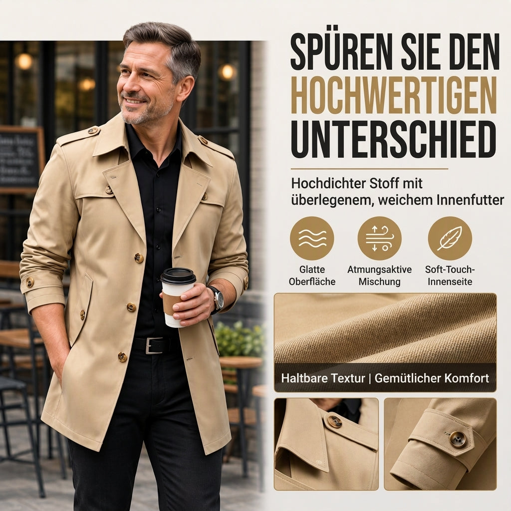 Herren Business-Trenchcoat in mittlerer Länge