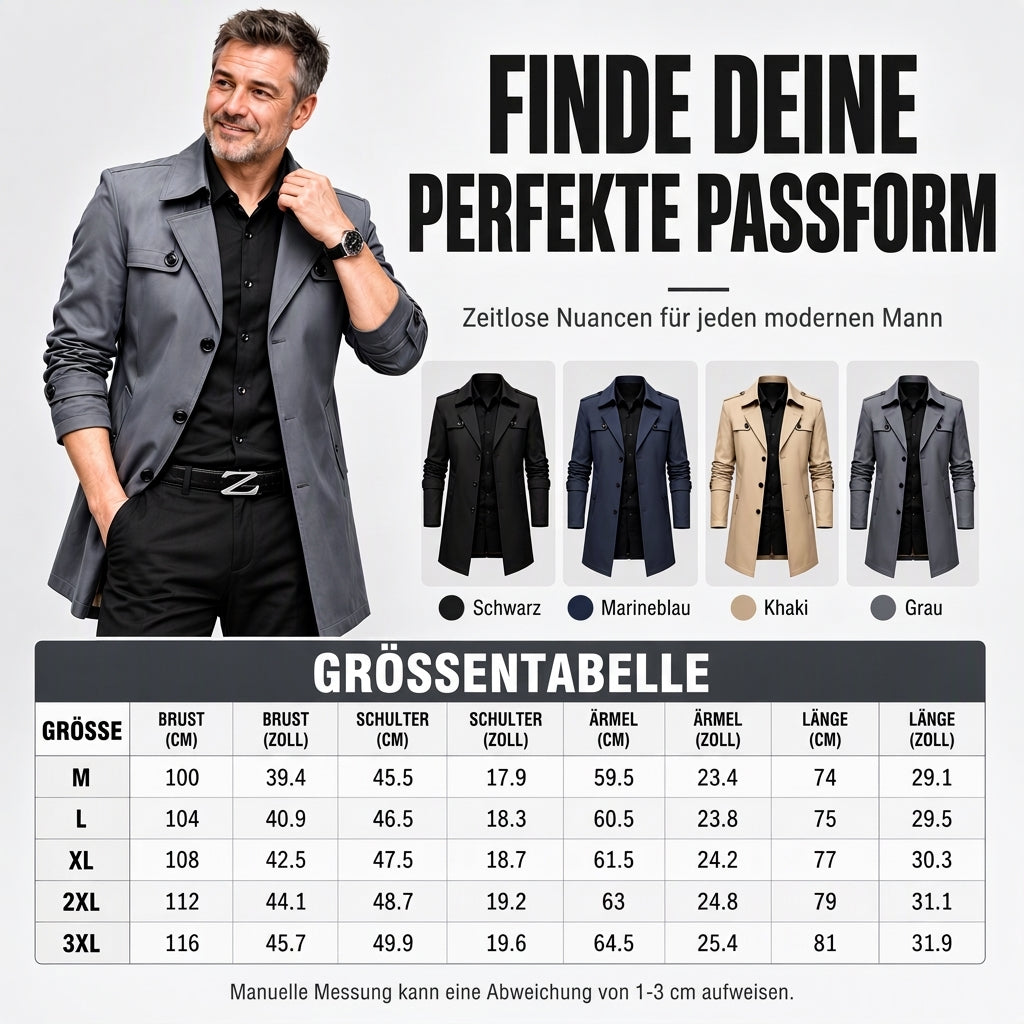 Herren Business-Trenchcoat in mittlerer Länge
