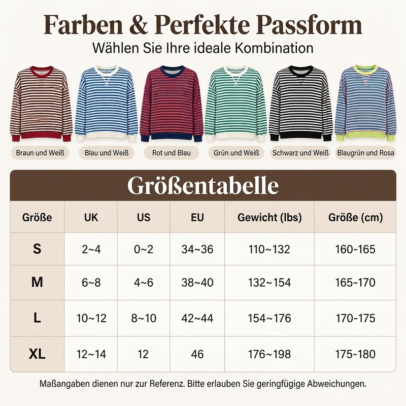 Damen Oversized Langarmshirt mit Streifenmuster