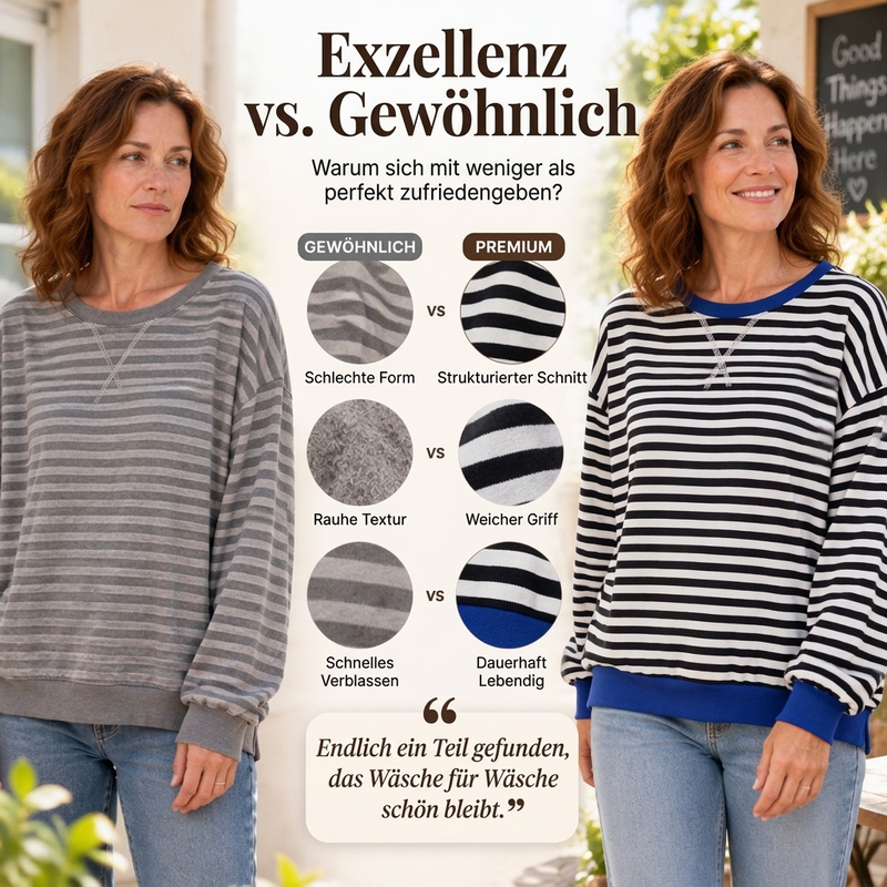 Damen Oversized Langarmshirt mit Streifenmuster