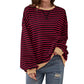 Damen Oversized Langarmshirt mit Streifenmuster