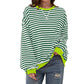Damen Oversized Langarmshirt mit Streifenmuster