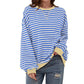 Damen Oversized Langarmshirt mit Streifenmuster