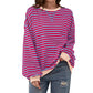 Damen Oversized Langarmshirt mit Streifenmuster