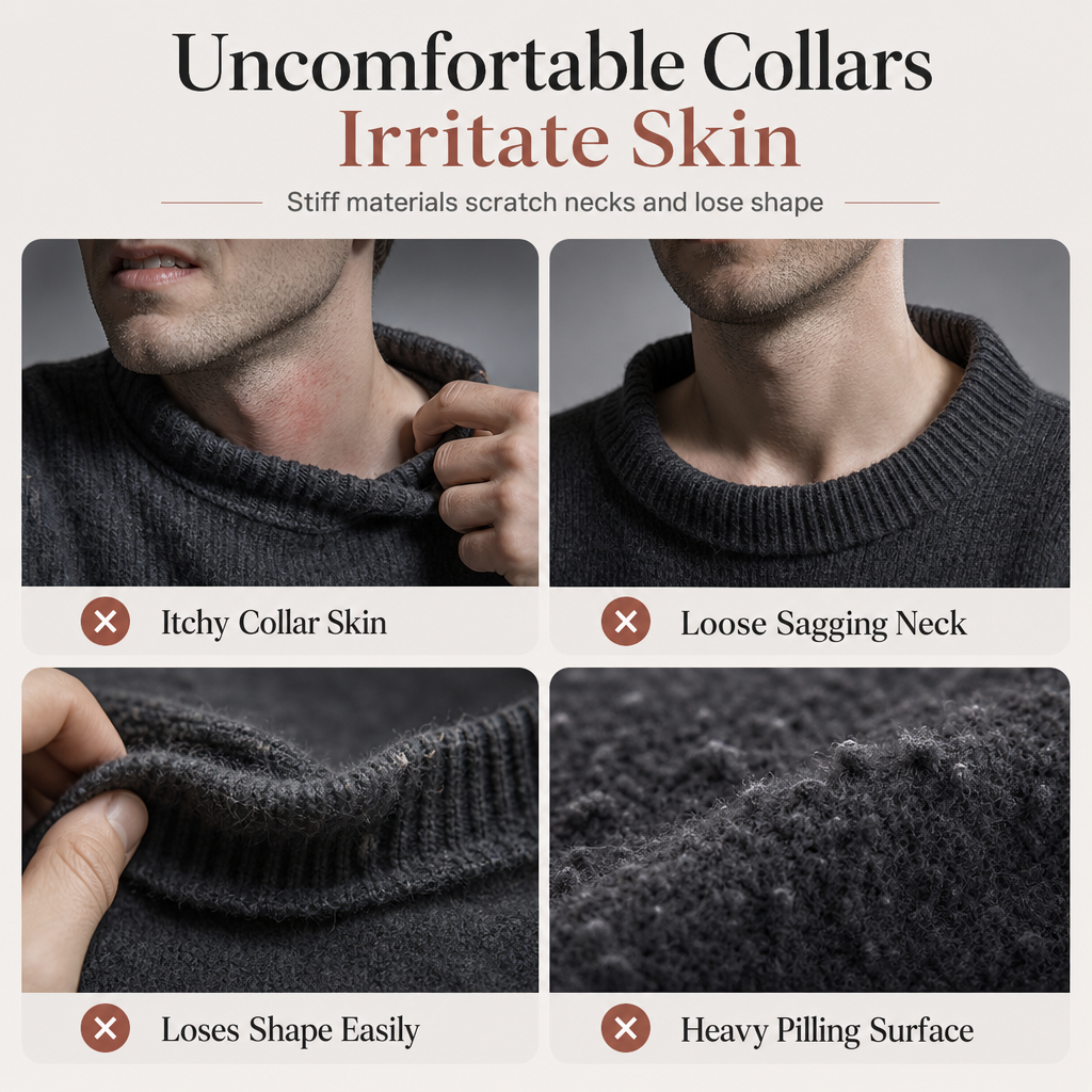 Einfarbiger Herren-Strickpullover mit Stehkragen