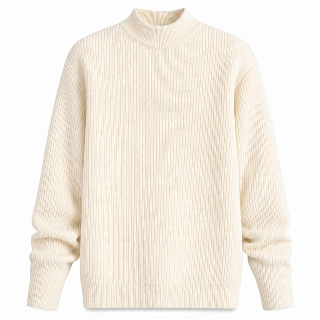 Einfarbiger Herren-Strickpullover mit Stehkragen