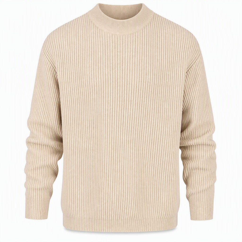 Einfarbiger Herren-Strickpullover mit Stehkragen
