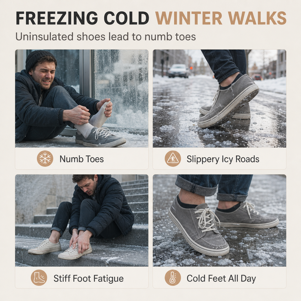 Warme Damen-Winterstiefel – Schneestiefel zum Hineinschlüpfen, rutschfest, weit geschnitten