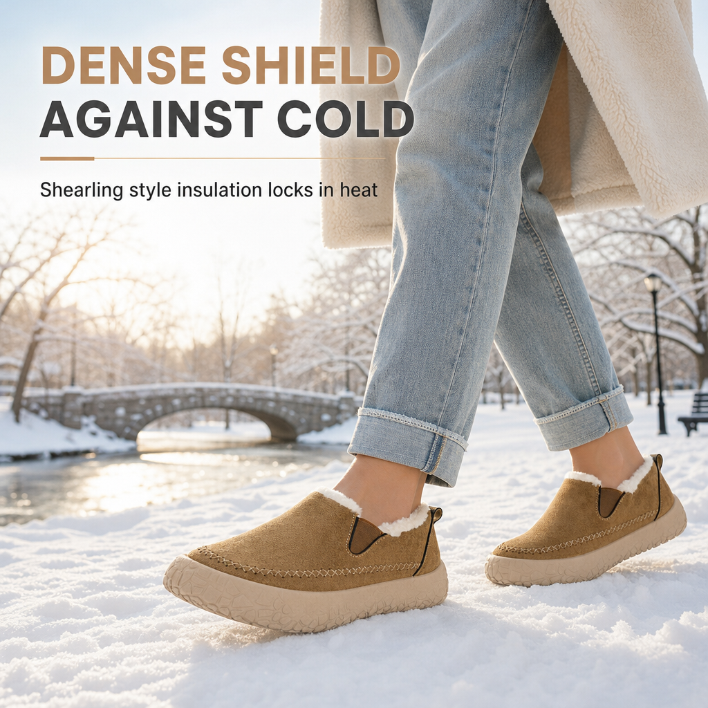 Warme Damen-Winterstiefel – Schneestiefel zum Hineinschlüpfen, rutschfest, weit geschnitten