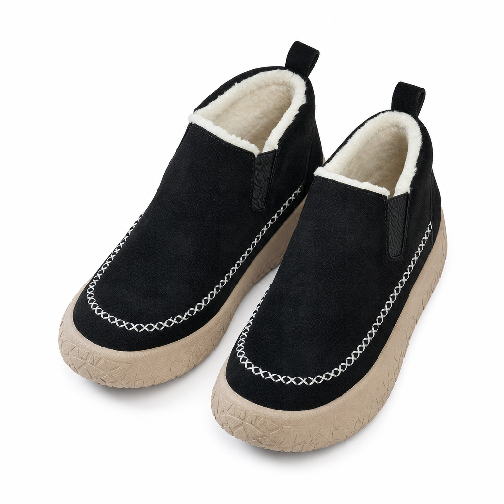 Warme Damen-Winterstiefel – Schneestiefel zum Hineinschlüpfen, rutschfest, weit geschnitten