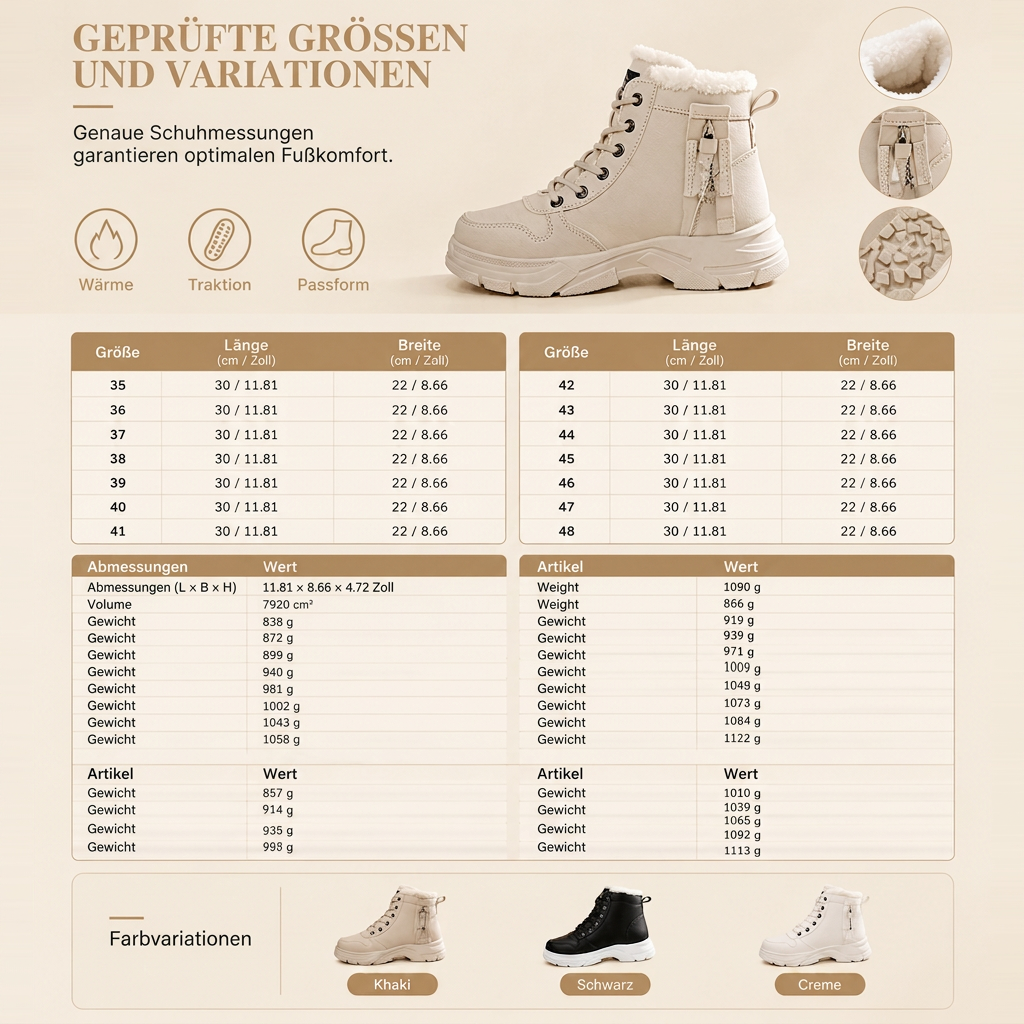 📢🎉🛍️✨Damen Winter-Schneestiefel, warme, mit Plüsch gefütterte, hochgeschlossene Knöchelstiefel