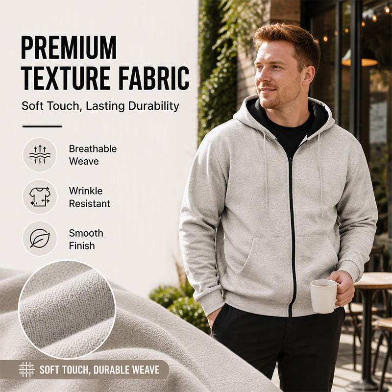 Warm gefütterter Kapuzen-Sweatshirt mit durchgehendem Reißverschluss für Herren