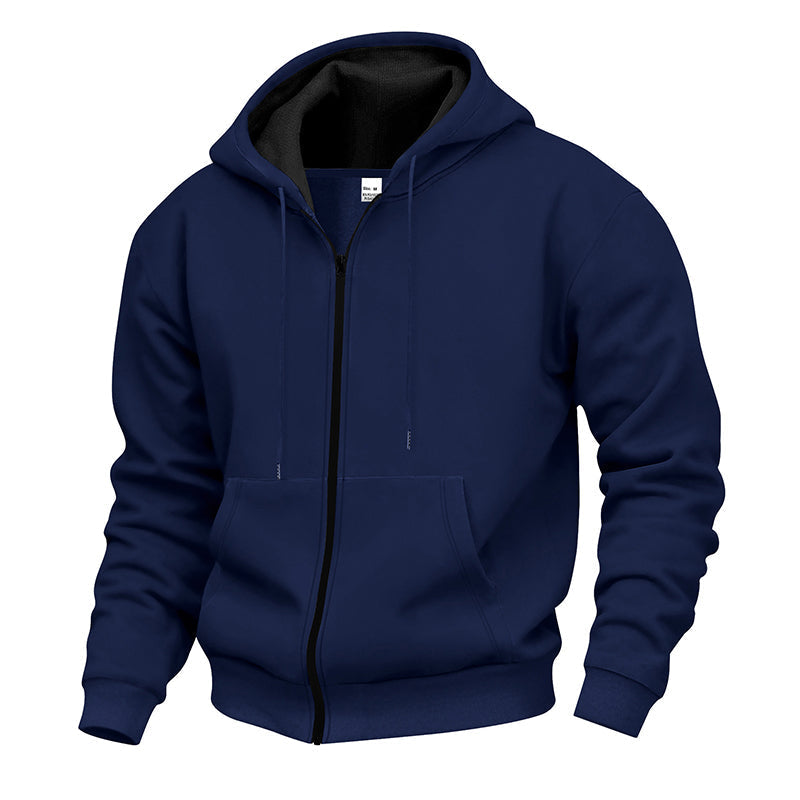 Warm gefütterter Kapuzen-Sweatshirt mit durchgehendem Reißverschluss für Herren