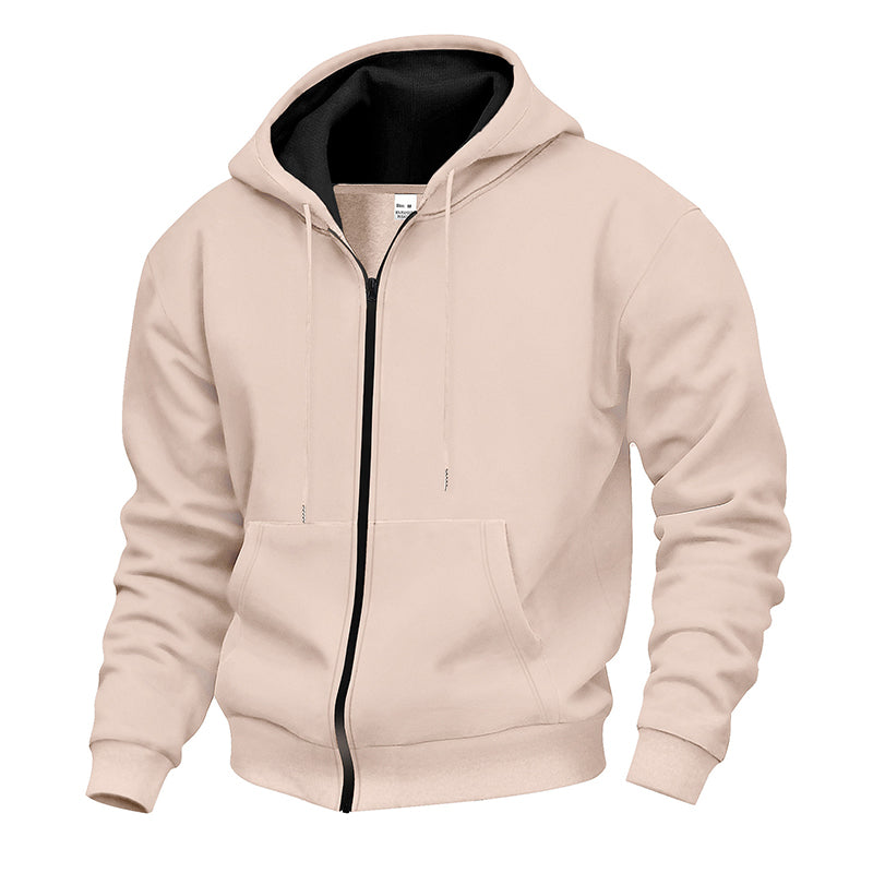 Warm gefütterter Kapuzen-Sweatshirt mit durchgehendem Reißverschluss für Herren