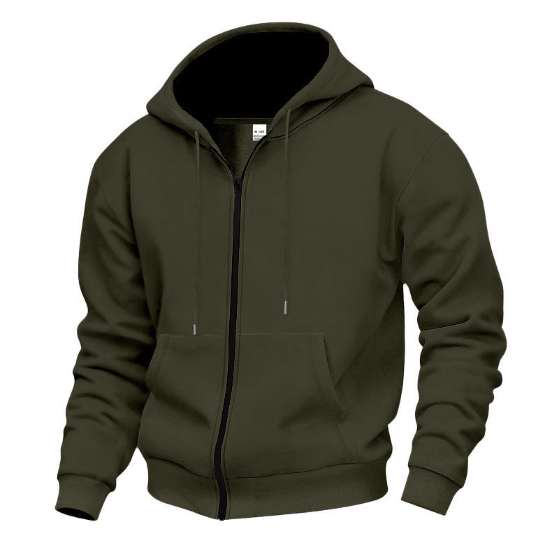 Warm gefütterter Kapuzen-Sweatshirt mit durchgehendem Reißverschluss für Herren